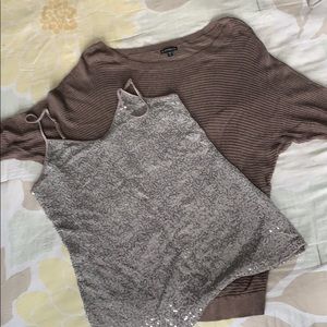 Express 3/4 sleeve sweater and sequined tank set